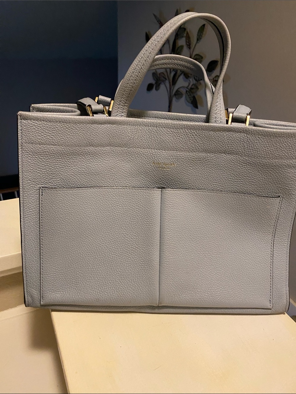 kate spade Light blue Structured Pebbled Leather Satchel